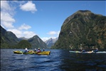 Group at the entrance to Hall Arm, Doubtful Sound